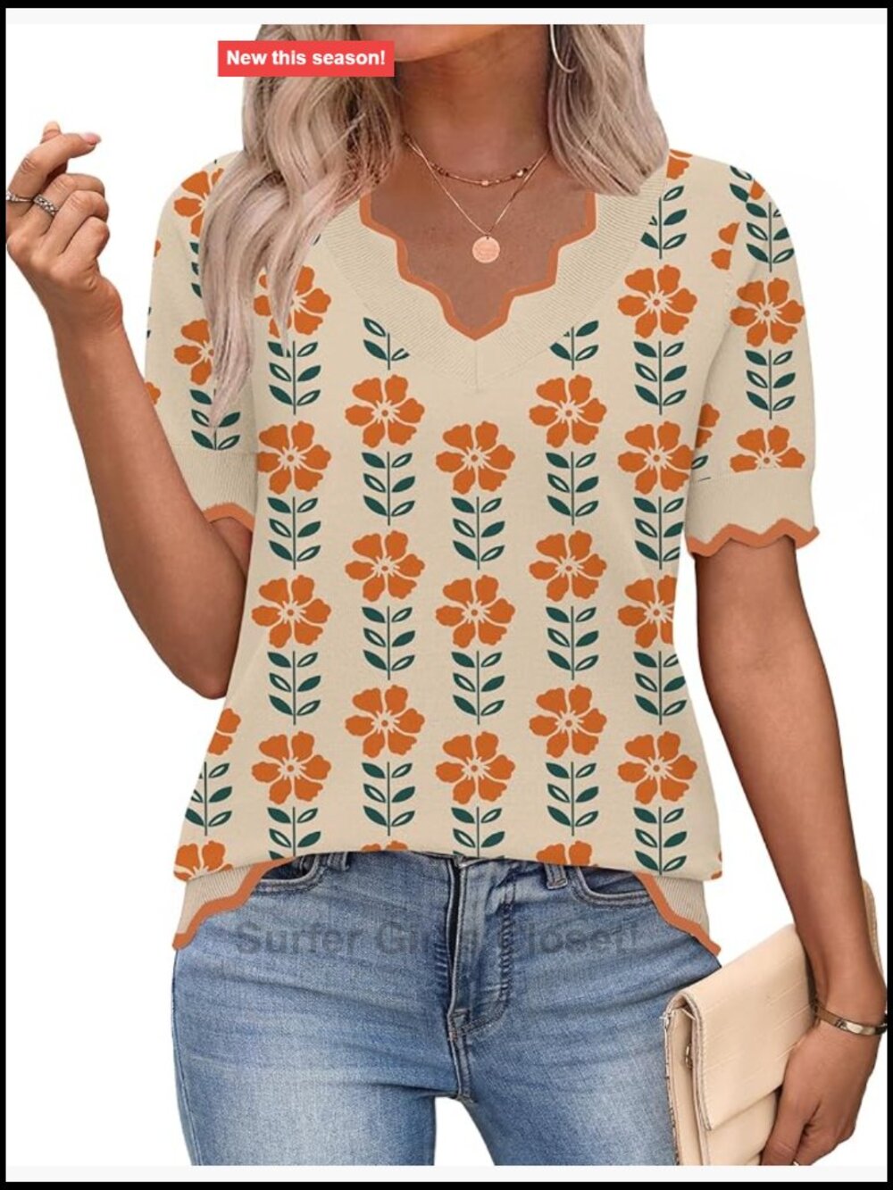 Women's Short Sleeve V-Neck Lightweight Knit Sweater Blouse Casual Spring Summer
